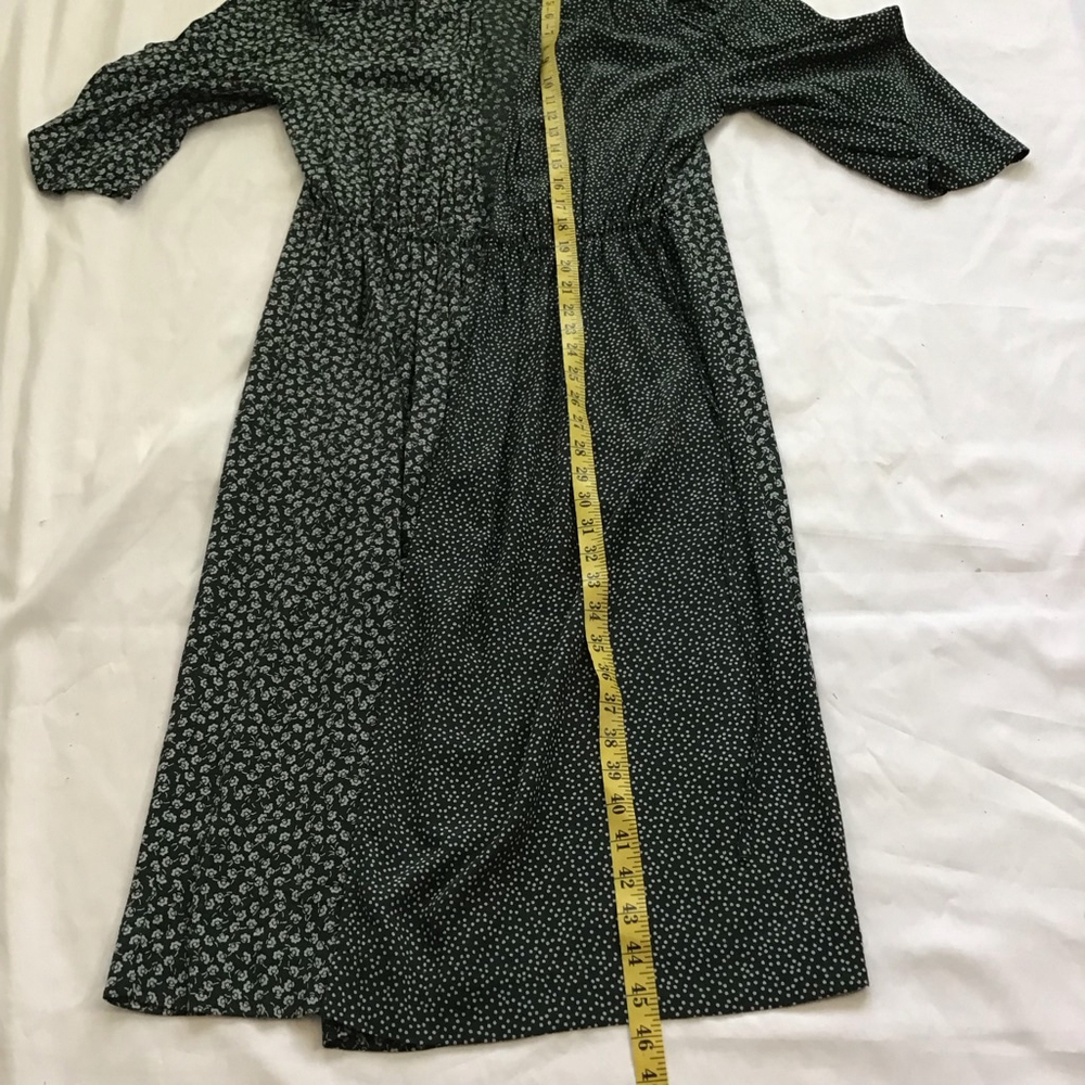 See By Chloé Women Elegant Dark Emerald Green & White Floral Midi Wrap Dress 6 - Picture 12 of 14